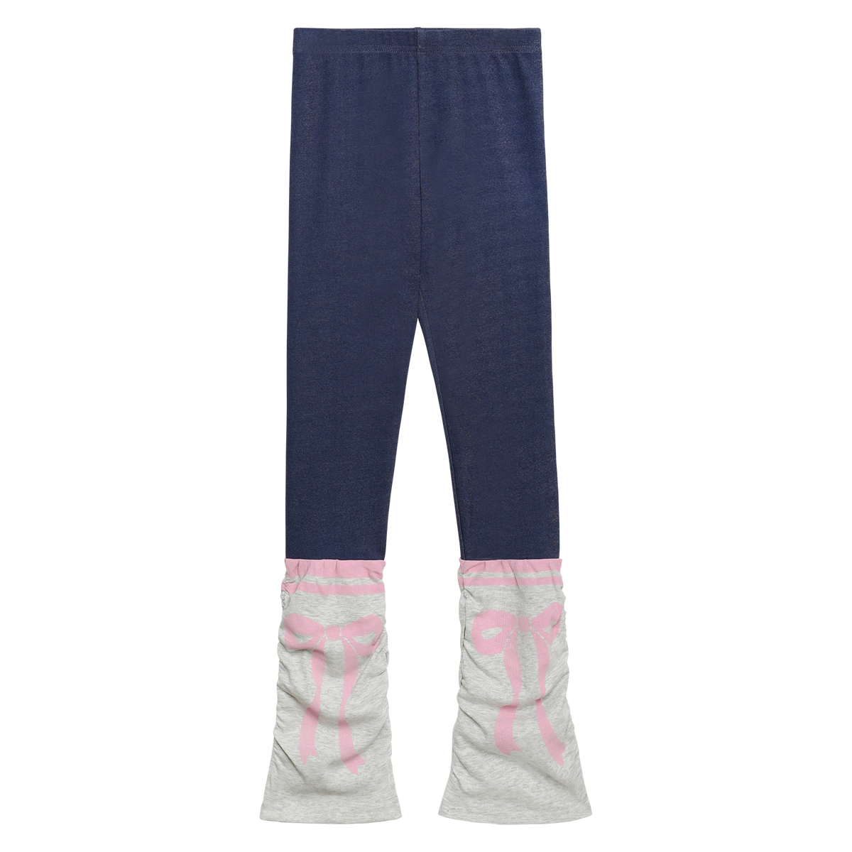 Poco Blush Knit Denim Leggings Pink Bow