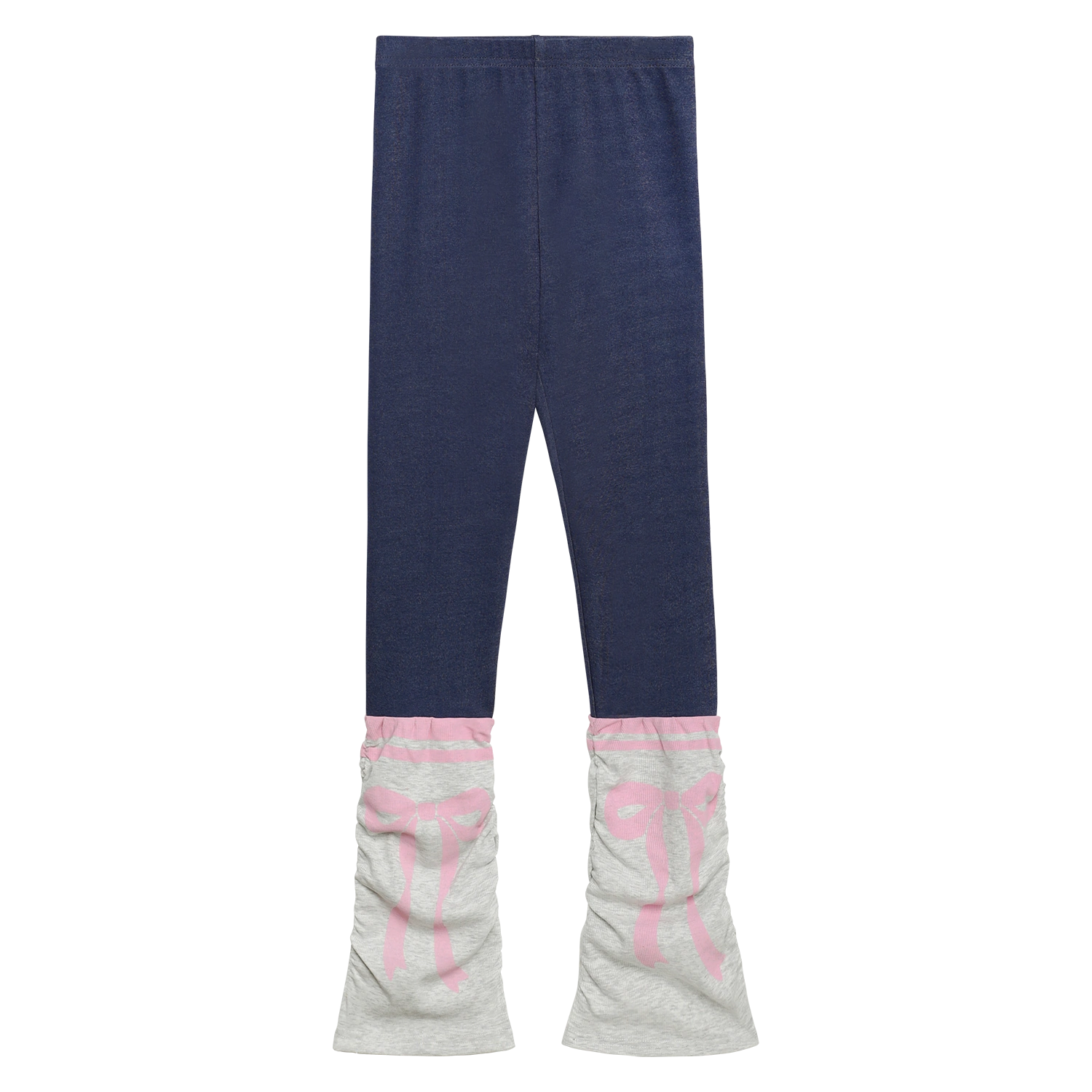 Poco Blush Knit Denim Leggings Pink Bow