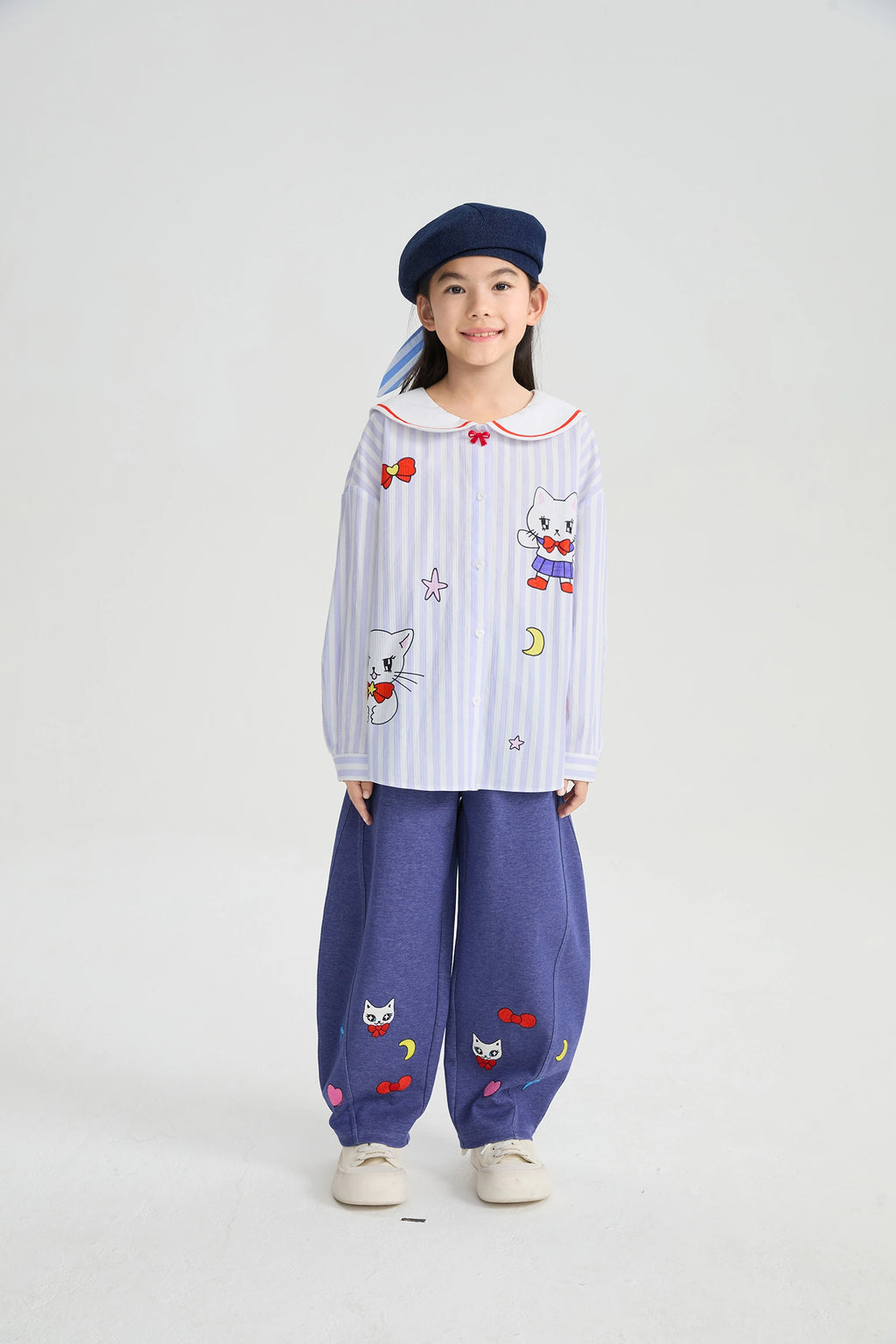 Poco Blush Sailor Kitty Striped Shirt