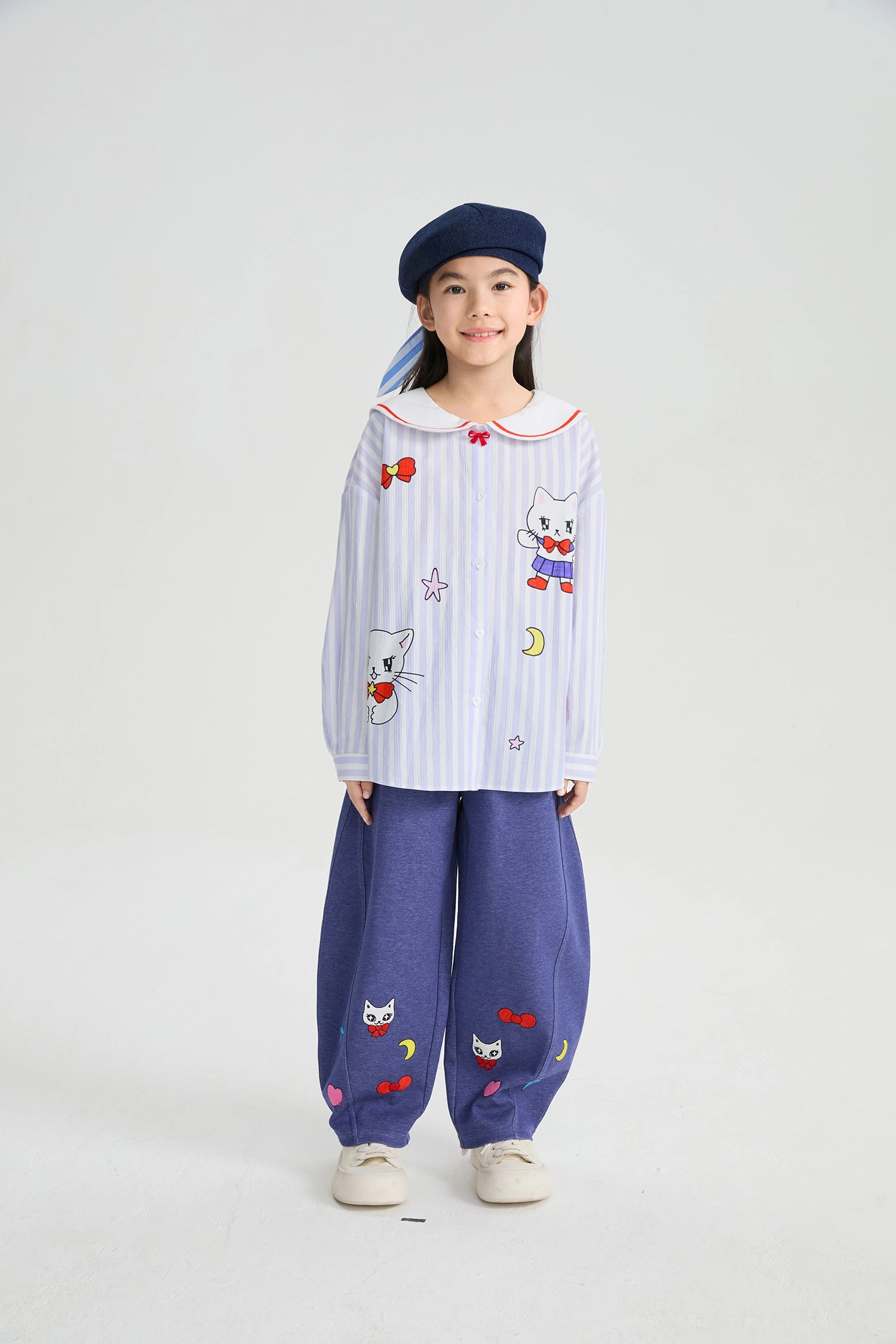 Poco Blush Sailor Kitty Striped Shirt