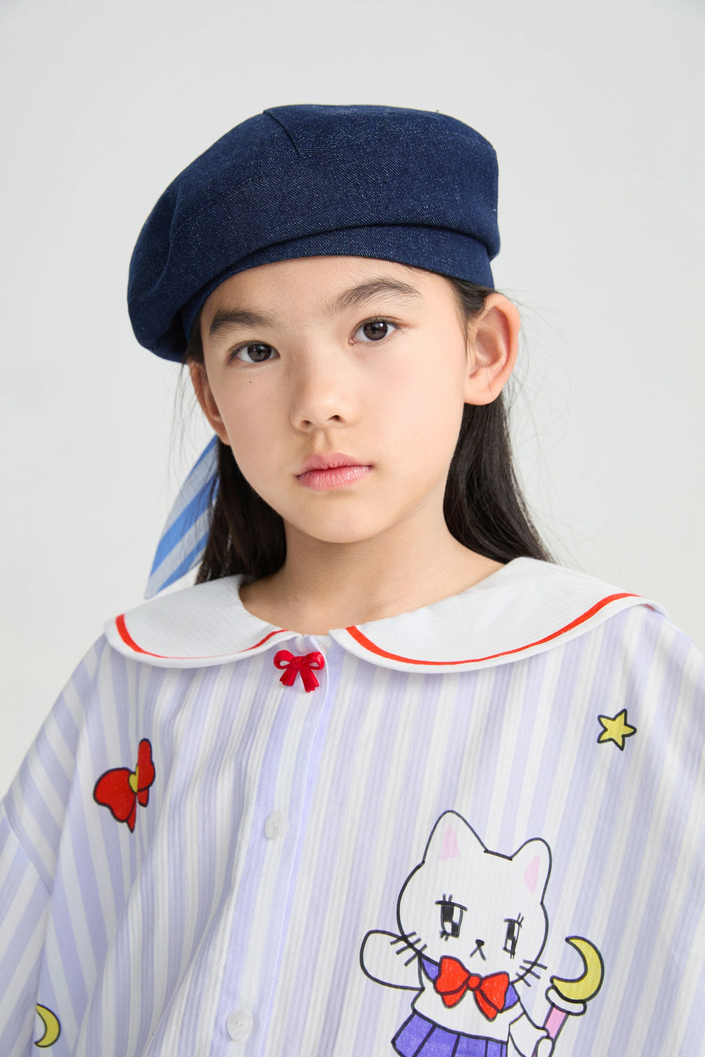 Poco Blush Sailor Kitty Striped Shirt
