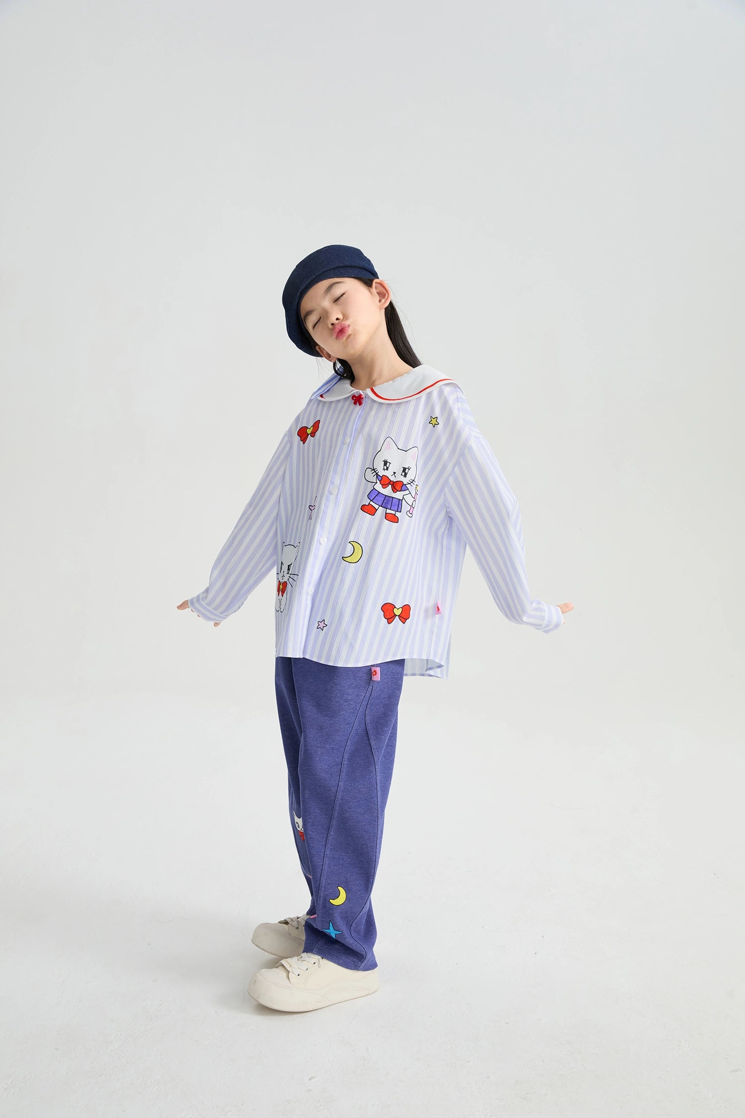 Poco Blush Sailor Kitty Striped Shirt