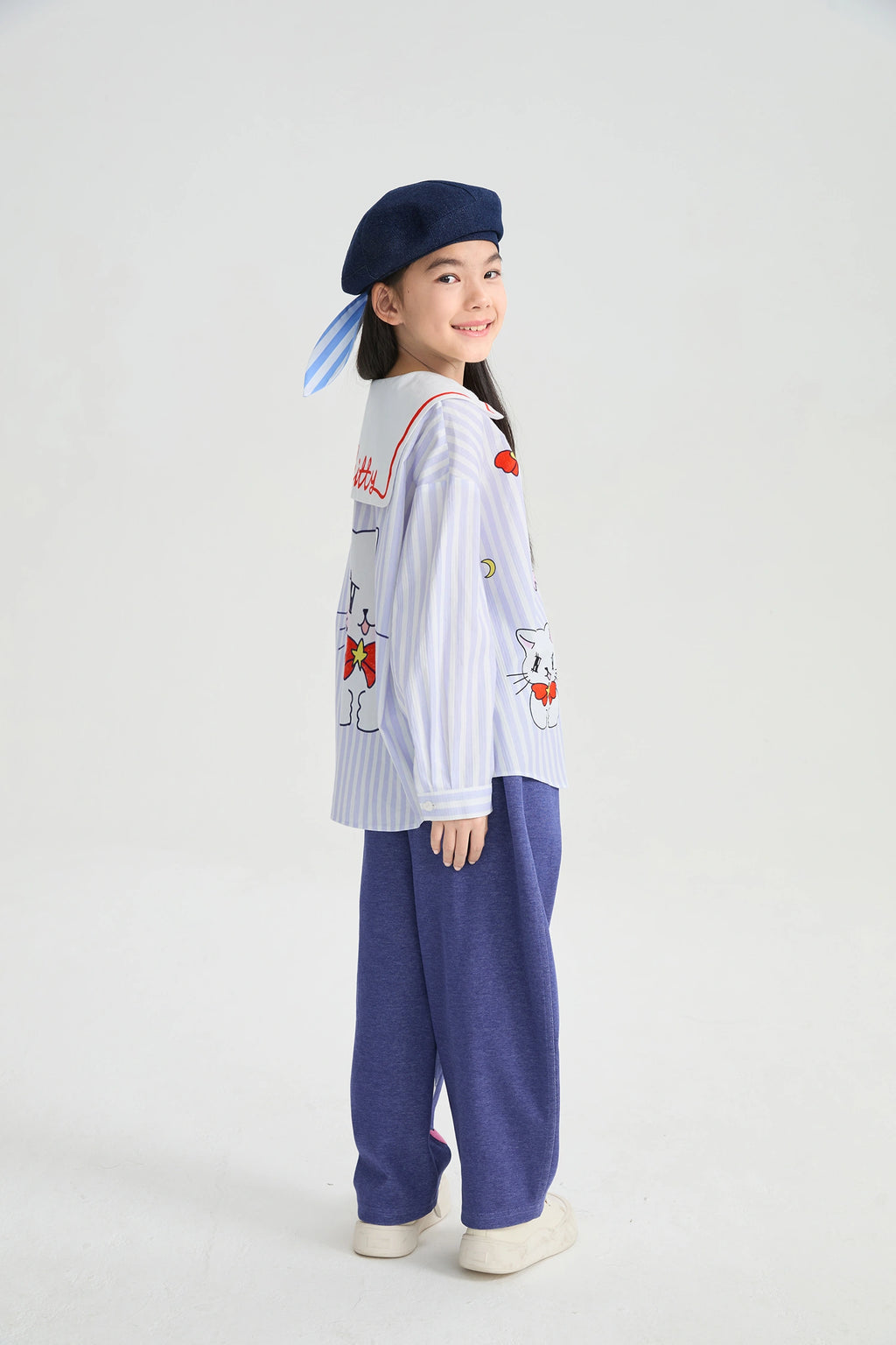 Poco Blush Sailor Kitty Striped Shirt