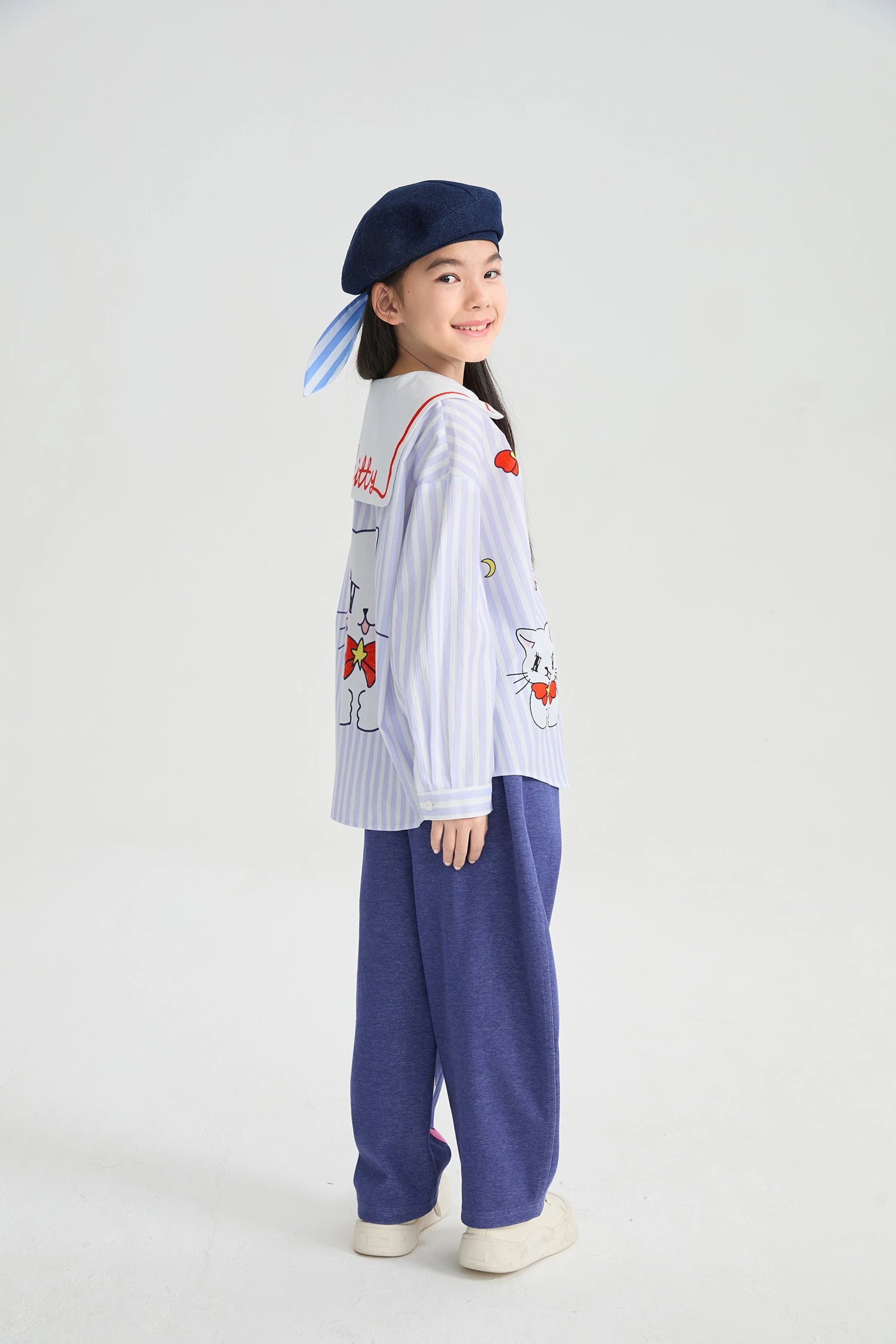 Poco Blush Sailor Kitty Striped Shirt