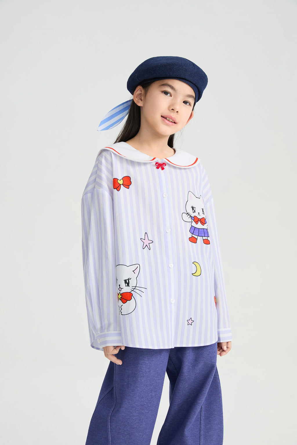 Poco Blush Sailor Kitty Striped Shirt