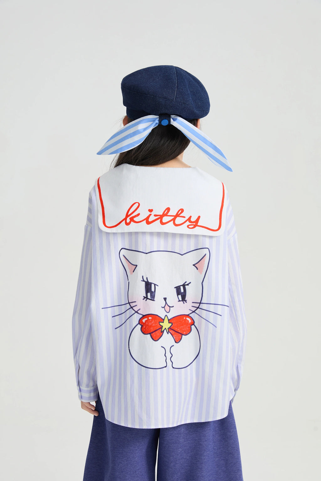 Poco Blush Sailor Kitty Striped Shirt