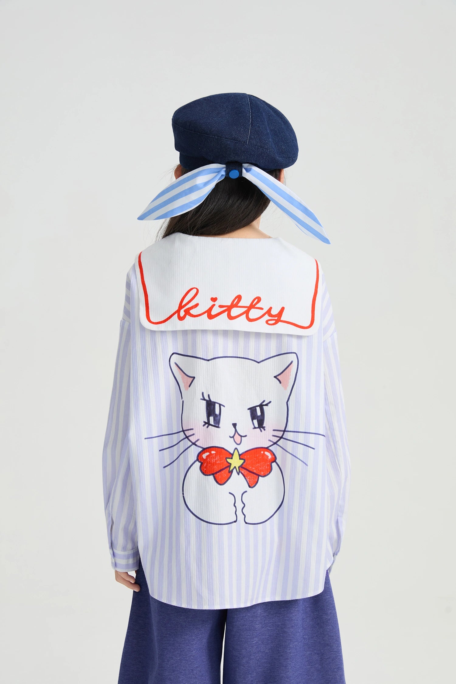 Poco Blush Sailor Kitty Striped Shirt
