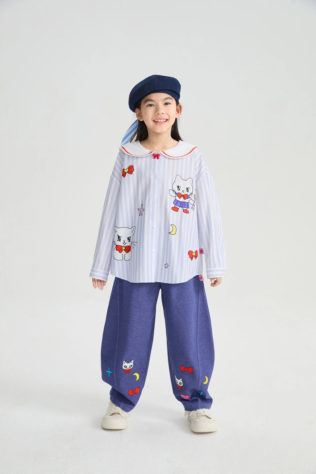 Poco Blush Sailor Kitty Striped Shirt