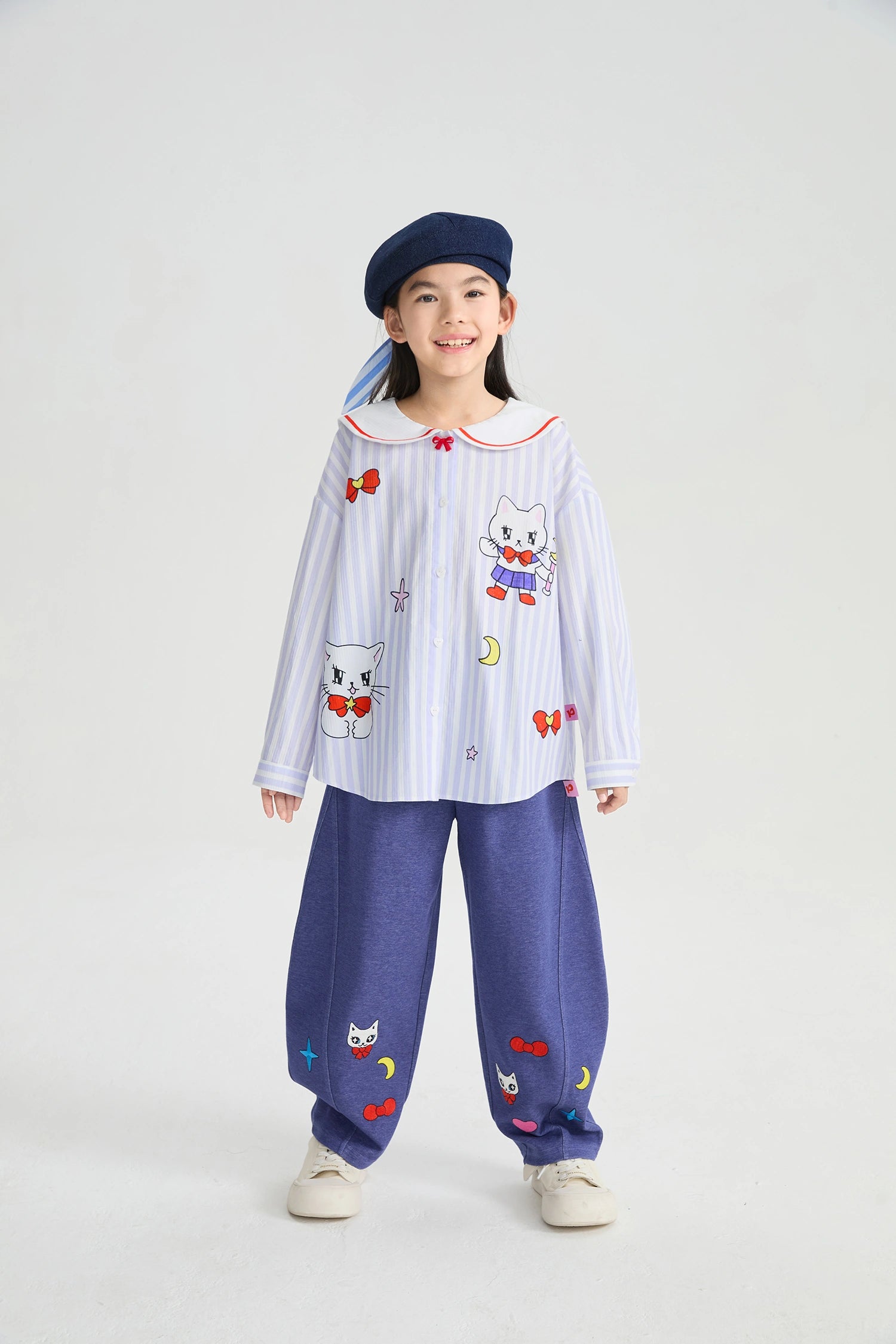 Poco Blush Sailor Kitty Striped Shirt