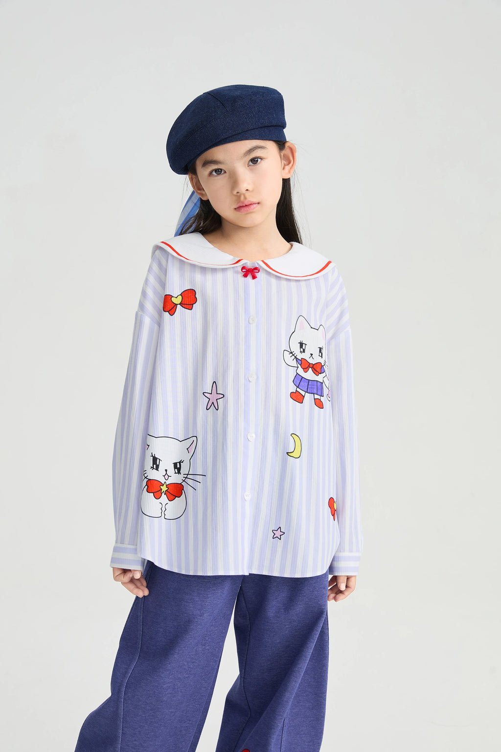 Poco Blush Sailor Kitty Striped Shirt