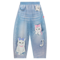 Poco Blush Pocket Cat Knit Denim Joggers