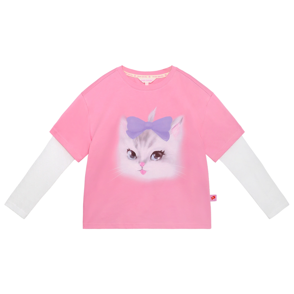 Poco Blush Kitty Warriors Layered T-Shirt Pink
