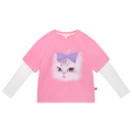 Poco Blush Kitty Warriors Layered T-Shirt Pink