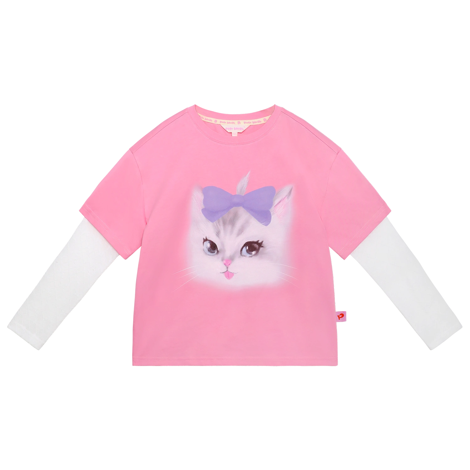Poco Blush Kitty Warriors Layered T-Shirt Pink