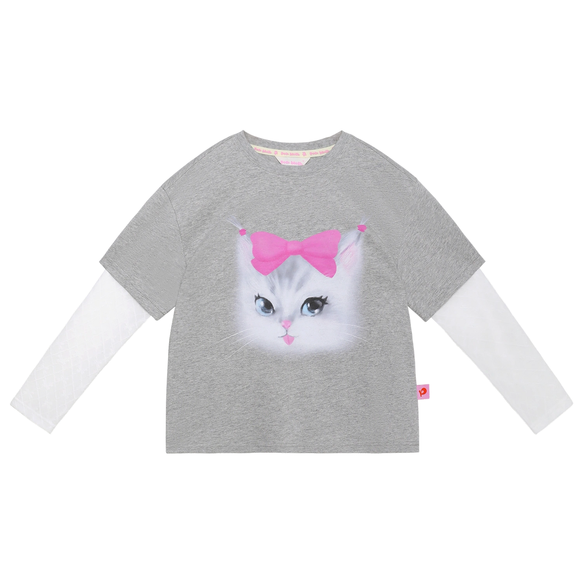 Poco Blush Kitty Warriors Layered T-Shirt Gray