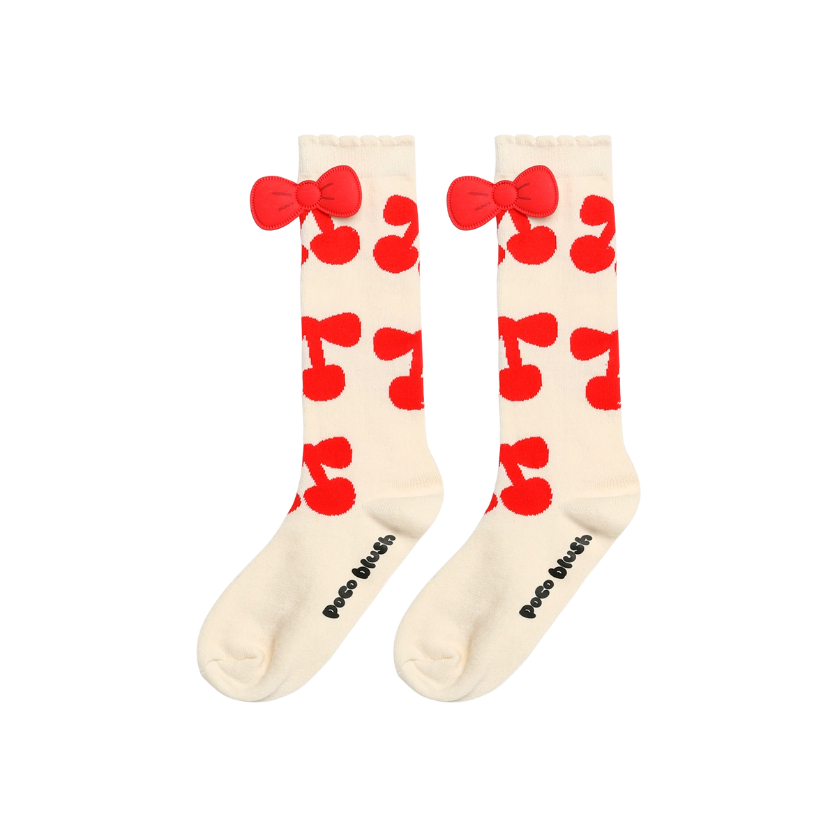 Poco Blush Cherry Jacquard Knee Socks
