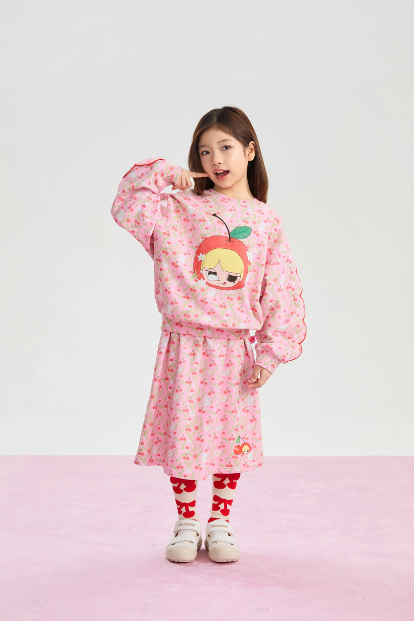 Cherry Jacquard Knee Socks by Poco Blush, image 5