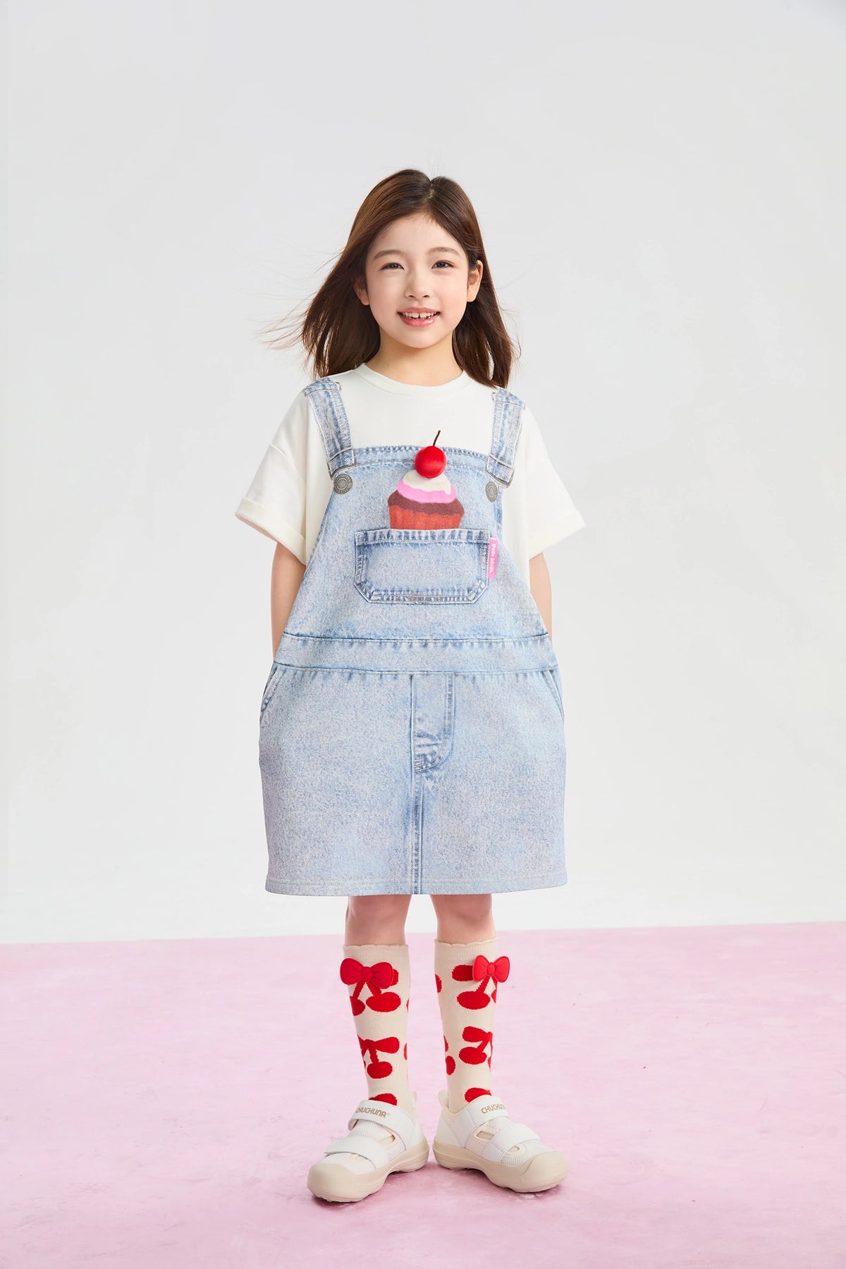 Poco Blush Cherry Jacquard Knee Socks