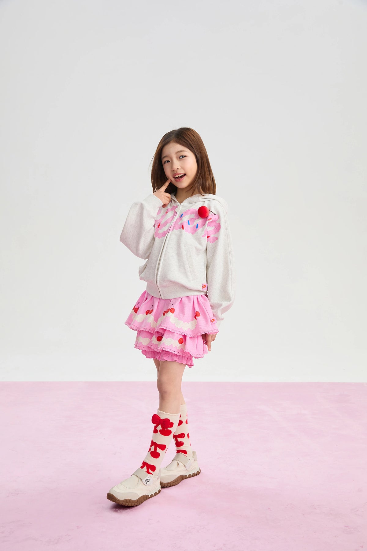 Poco Blush Cherry Jacquard Knee Socks