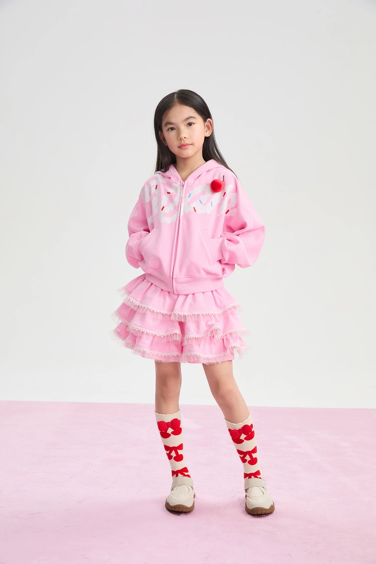 Cherry Jacquard Knee Socks by Poco Blush, image 9