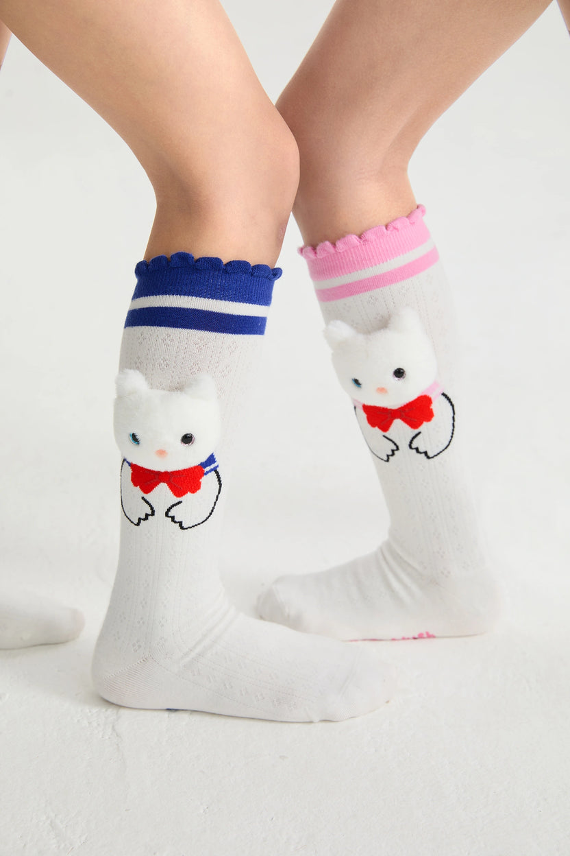 Kitty Warriors Knee Socks by Poco Blush, image 17