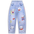 Star Moon Messenger Denim-Look Knit Pants by Poco Blush