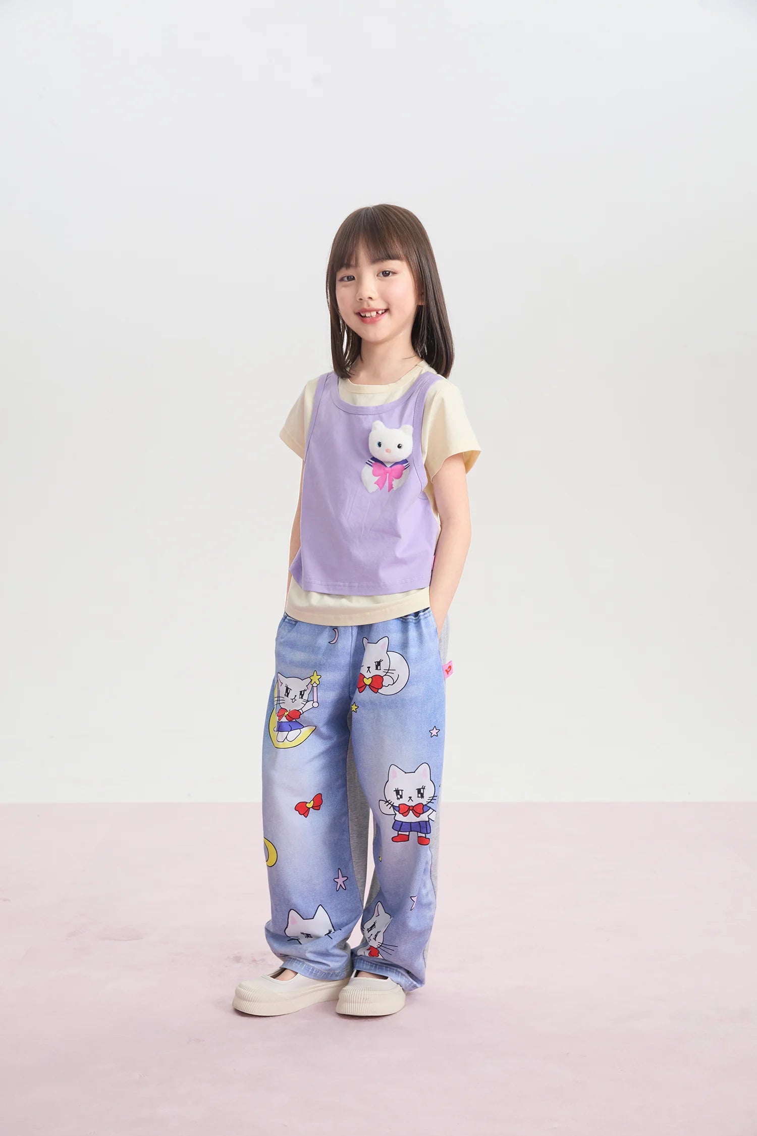 Star Moon Messenger Denim-Look Knit Pants by Poco Blush, image 9