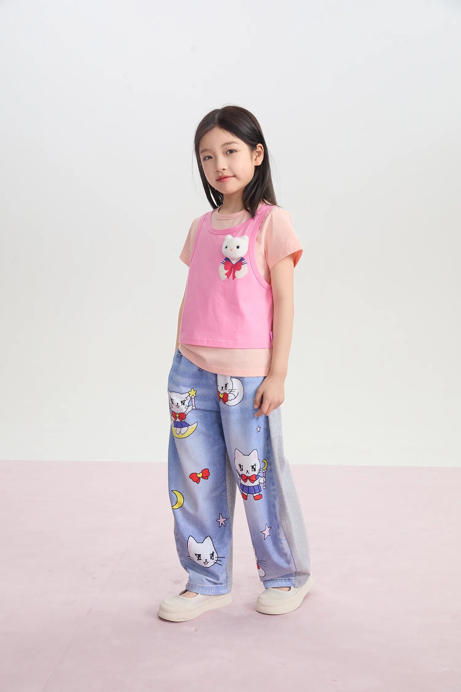 Star Moon Messenger Denim-Look Knit Pants by Poco Blush, image 7