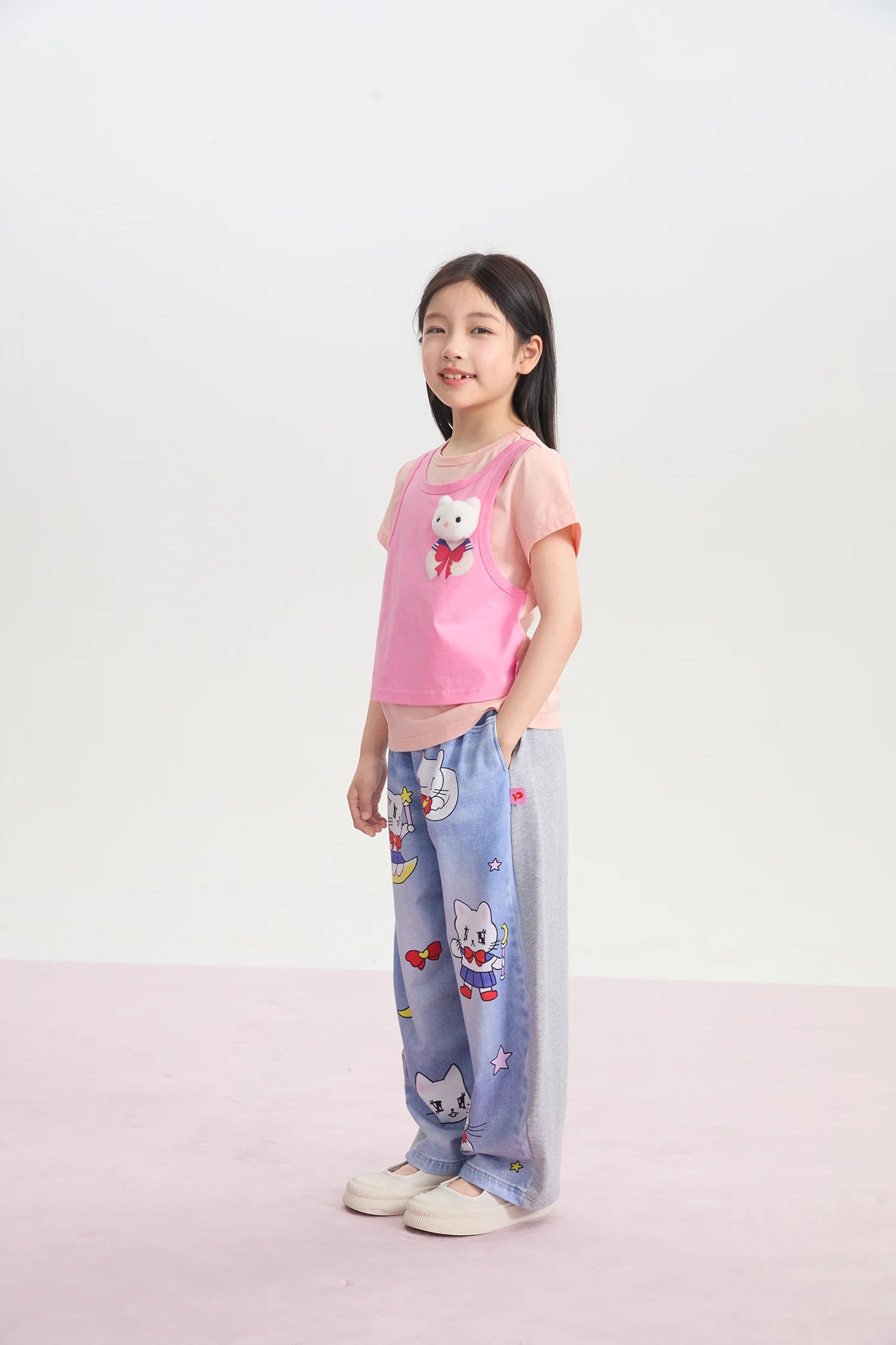 Star Moon Messenger Denim-Look Knit Pants by Poco Blush, image 3
