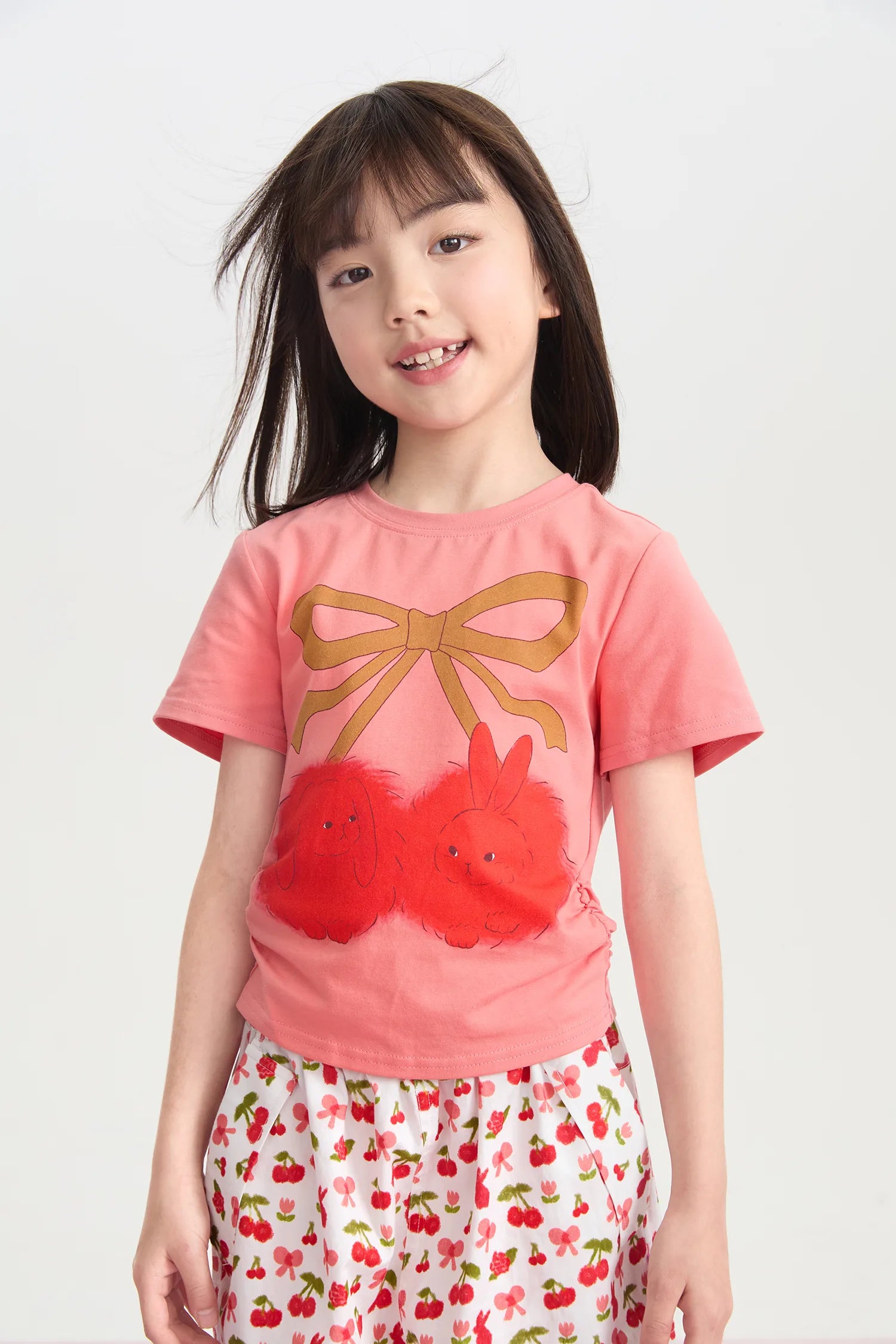 Cherry Bunny Gathered Tee by Poco Blush, image 4