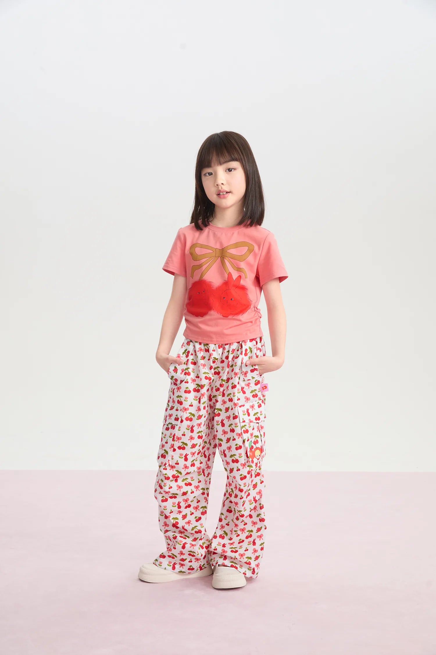 Cherry Bunny Gathered Tee by Poco Blush, image 3