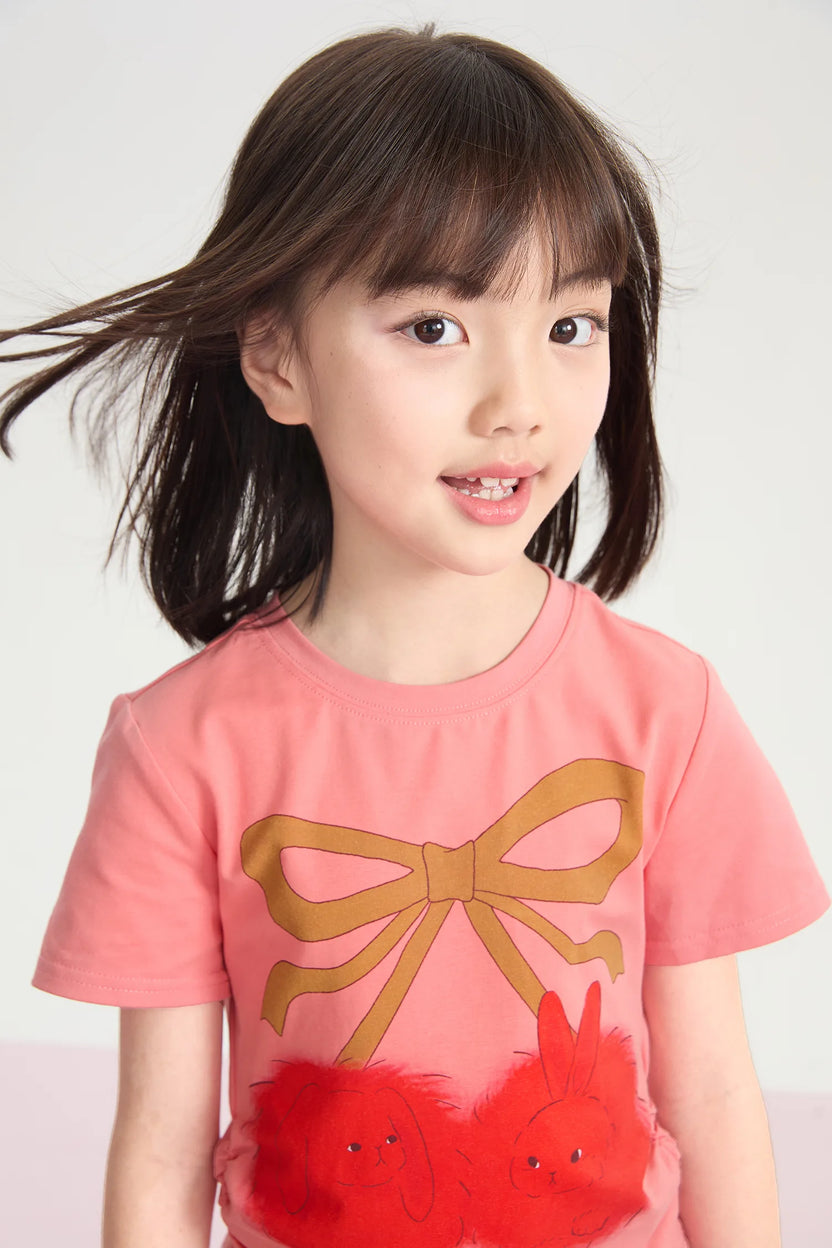 Cherry Bunny Gathered Tee by Poco Blush, image 6