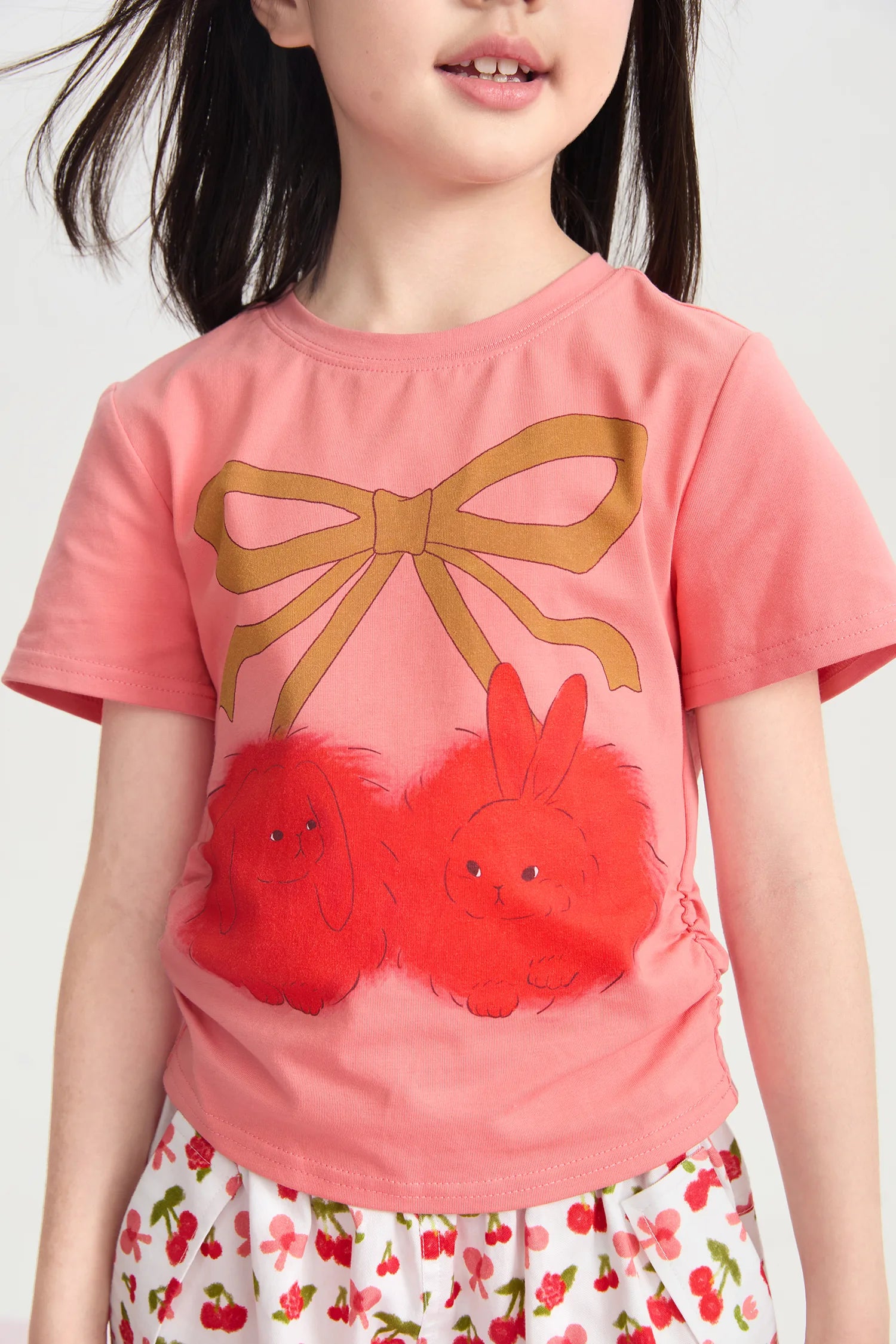 Cherry Bunny Gathered Tee by Poco Blush, image 8