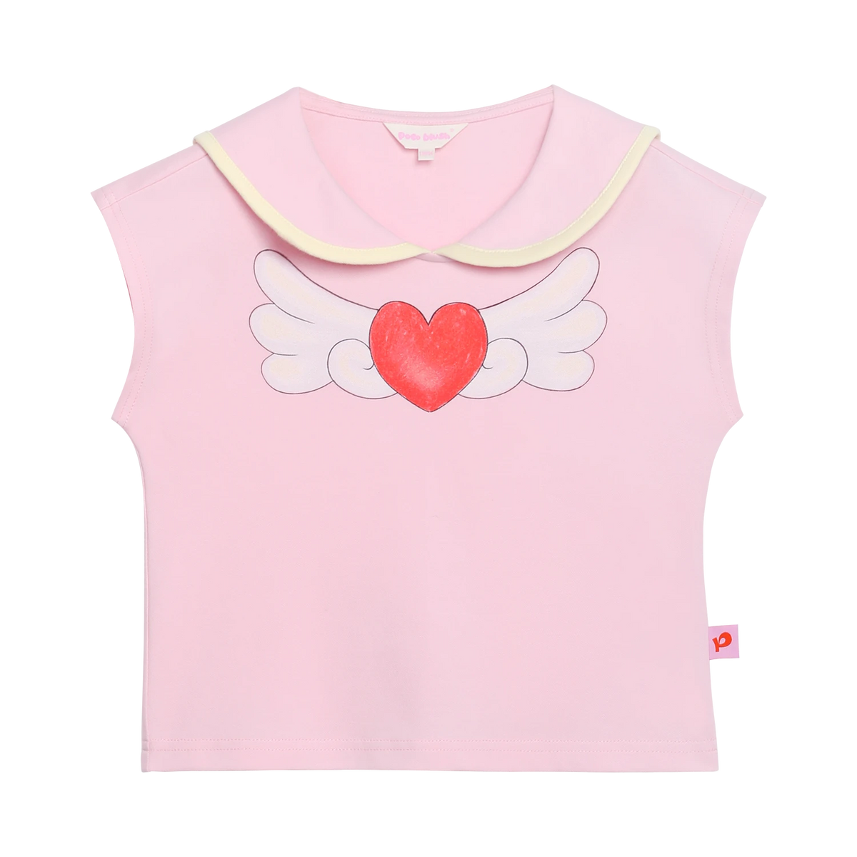 Poco Blush Kitty Warrior Sailor-Collar T-Shirt Pink