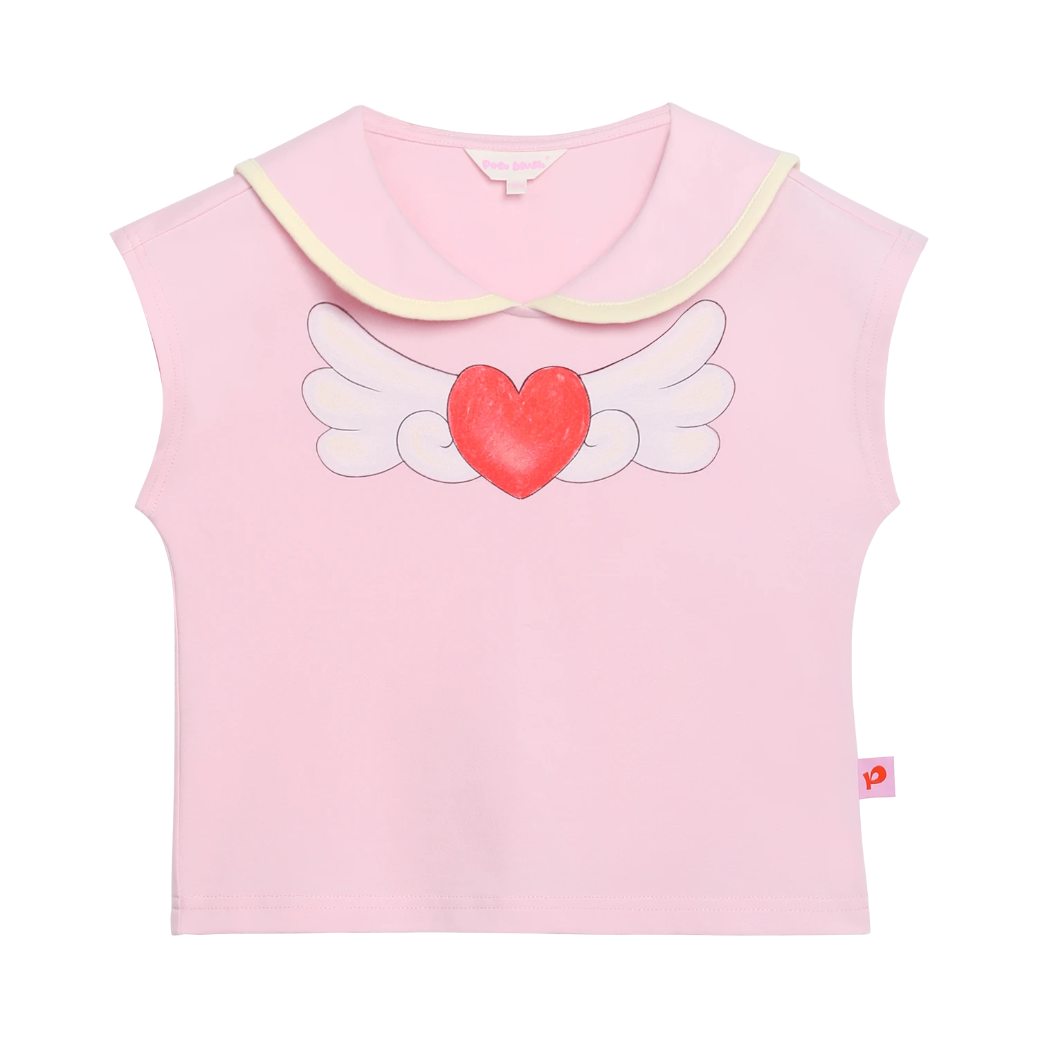 girls t-shirt, cream white [03] and candy pink [51], printed artwork, image 2