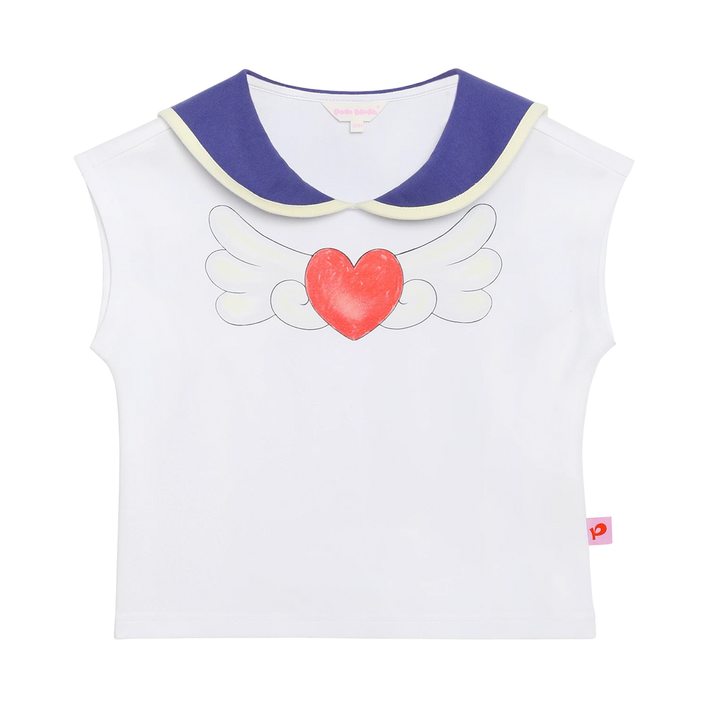 Kitty Warrior Sailor-Collar T-Shirt by Poco Blush