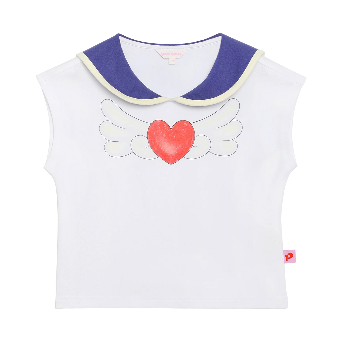 Poco Blush Kitty Warrior Sailor-Collar T-Shirt White