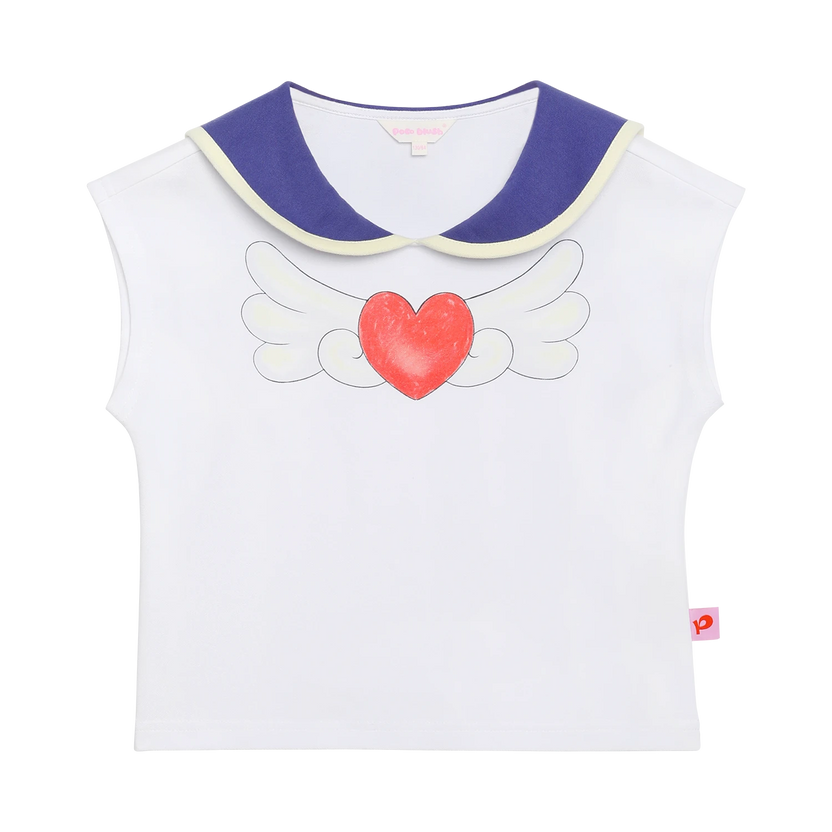 Kitty Warrior Sailor-Collar T-Shirt by Poco Blush