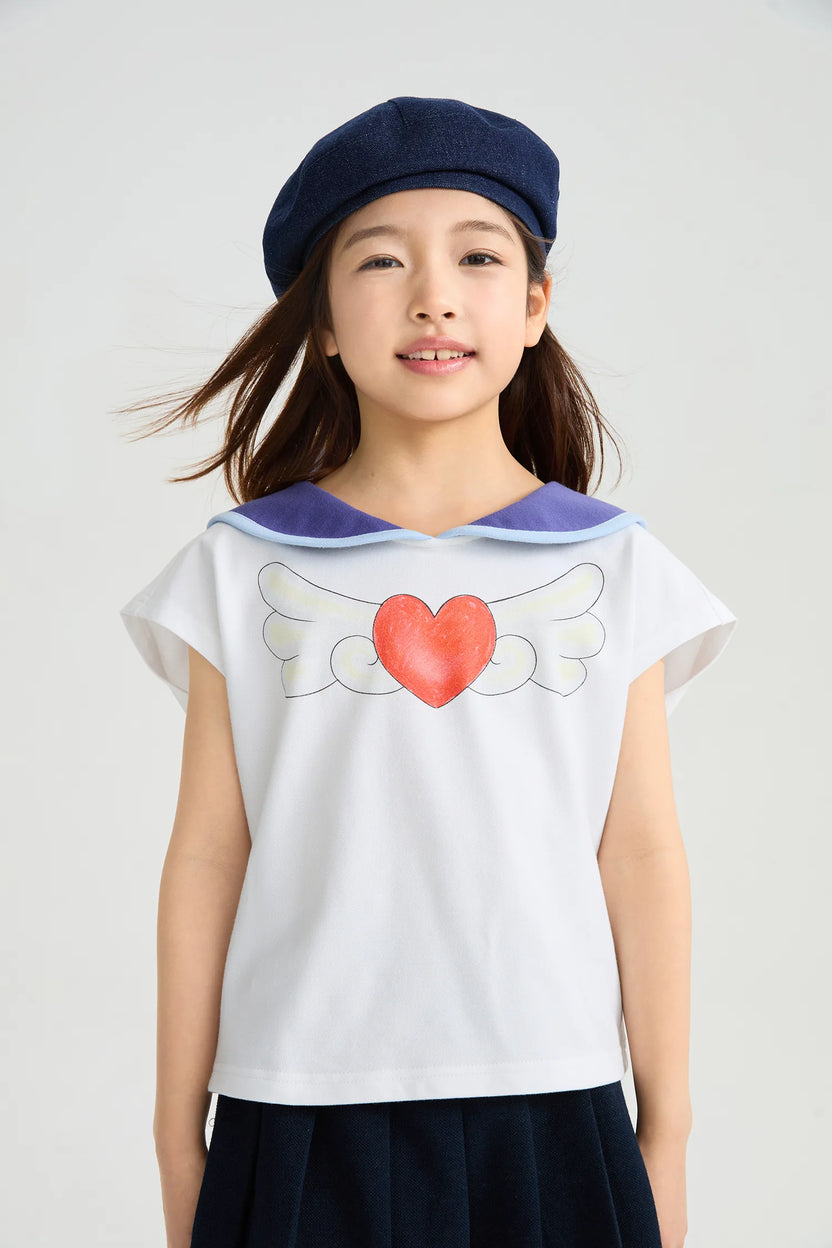 Kitty Warrior Sailor-Collar T-Shirt by Poco Blush, image 3