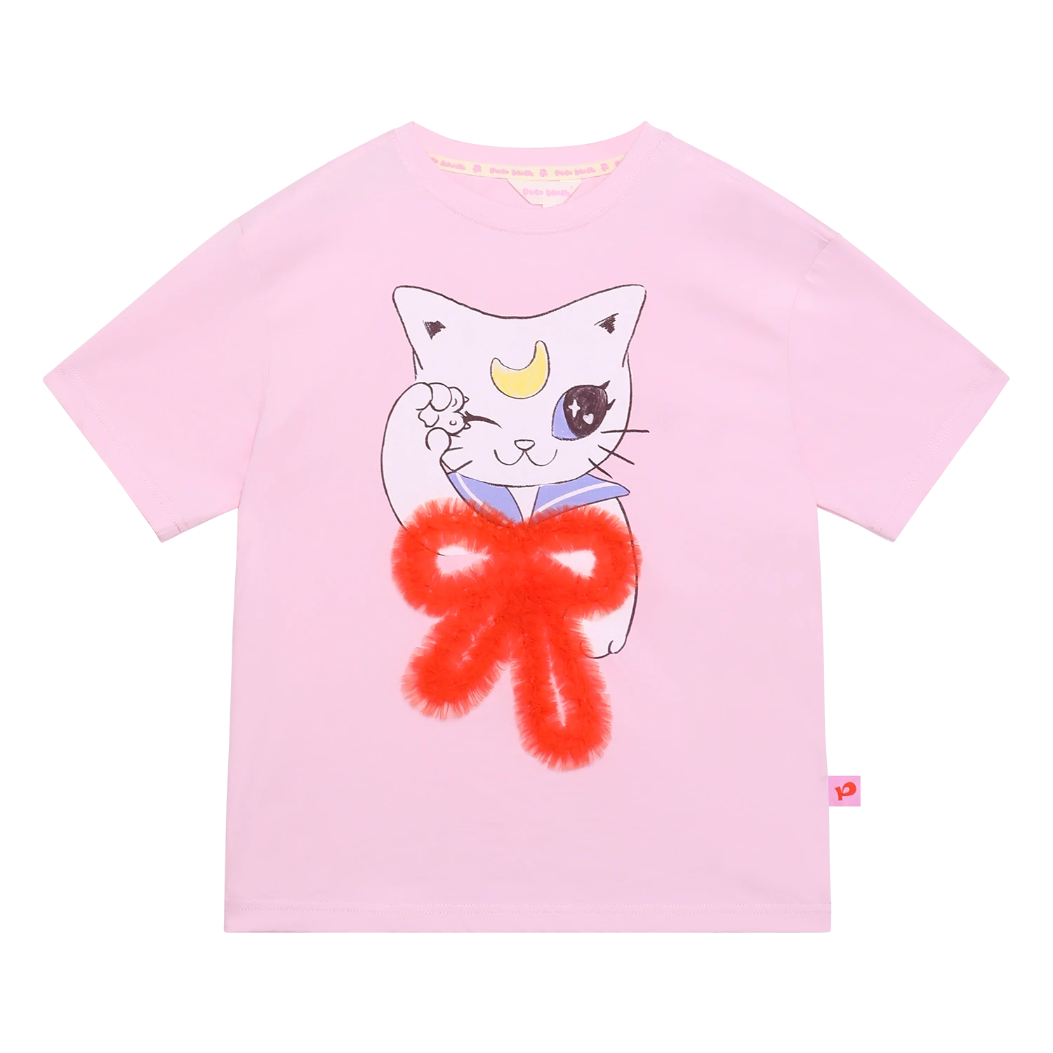 girls t-shirt, cream white [03] and candy pink [51], printed artwork, image 2