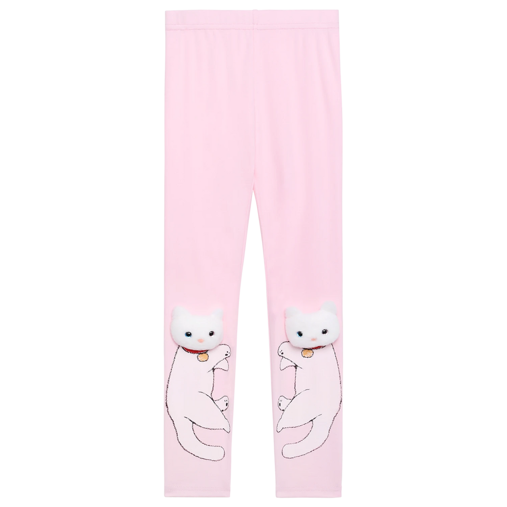Kitty Warrior Appliqué Printed Leggings by Poco Blush, image 2