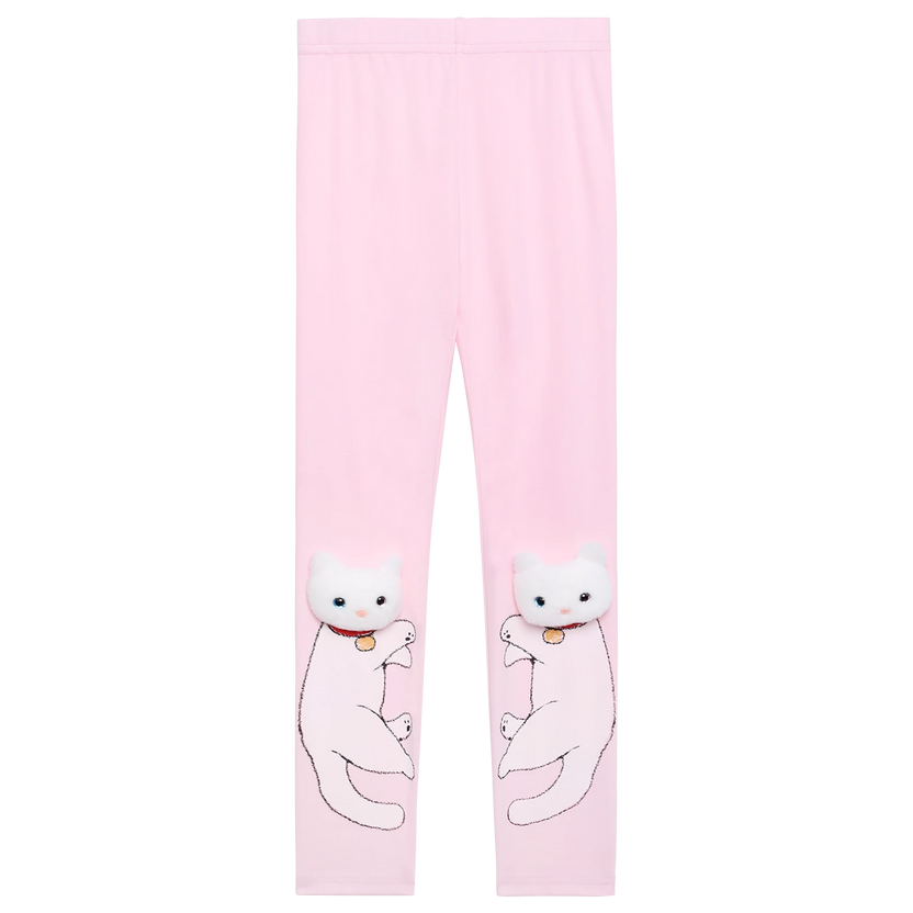 Kitty Warrior Appliqué Printed Leggings by Poco Blush, image 2