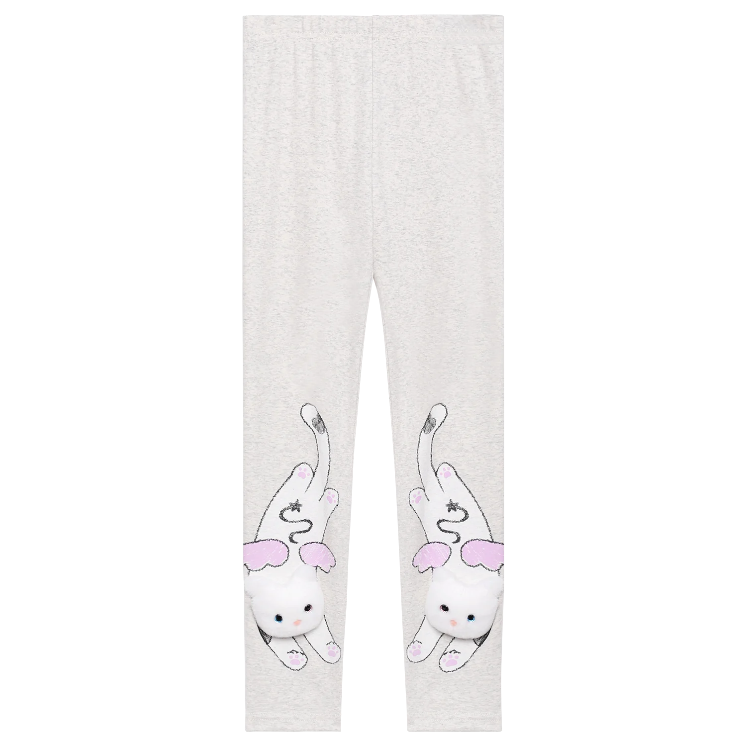 girls leggings, heather grey [63] and candy pink [51], printed artwork
