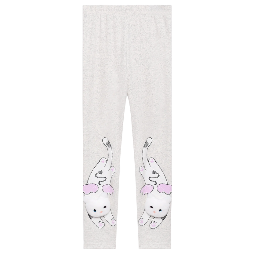 Kitty Warrior Appliqué Printed Leggings by Poco Blush