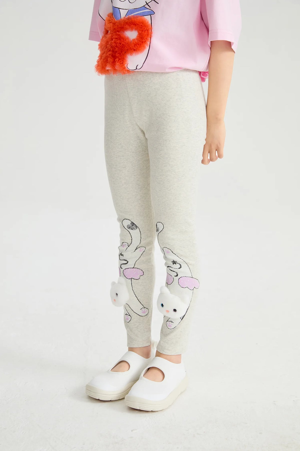 Kitty Warrior Appliqué Printed Leggings by Poco Blush, image 7