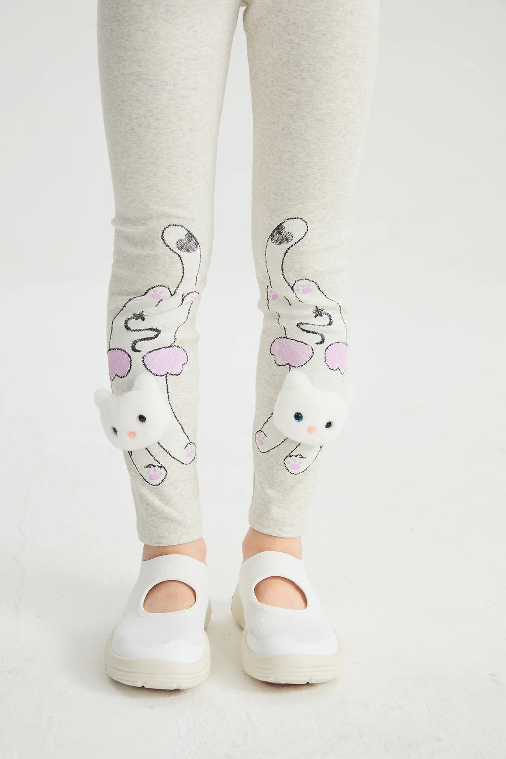 Kitty Warrior Appliqué Printed Leggings by Poco Blush, image 3