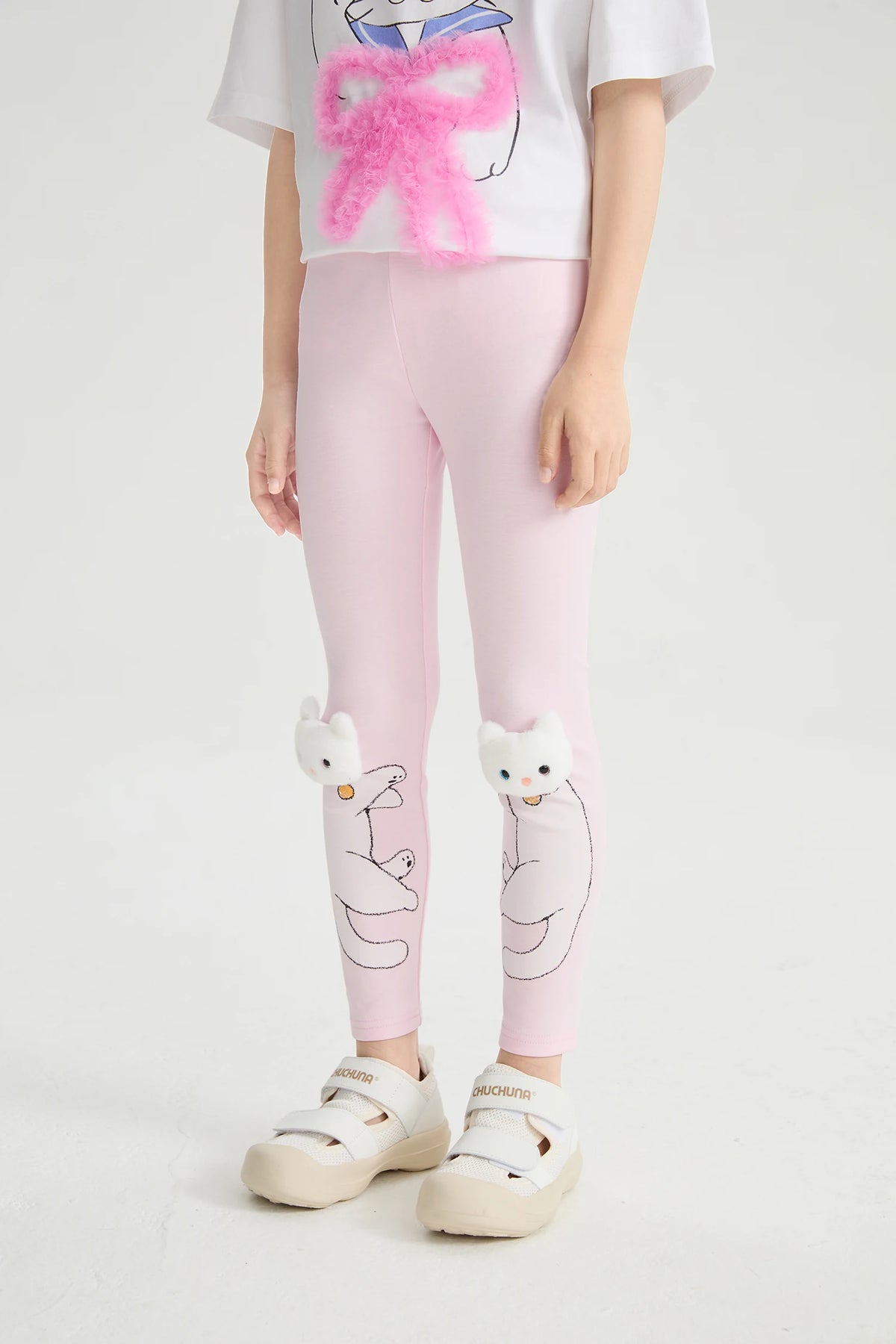 Kitty Warrior Appliqué Printed Leggings by Poco Blush, image 8