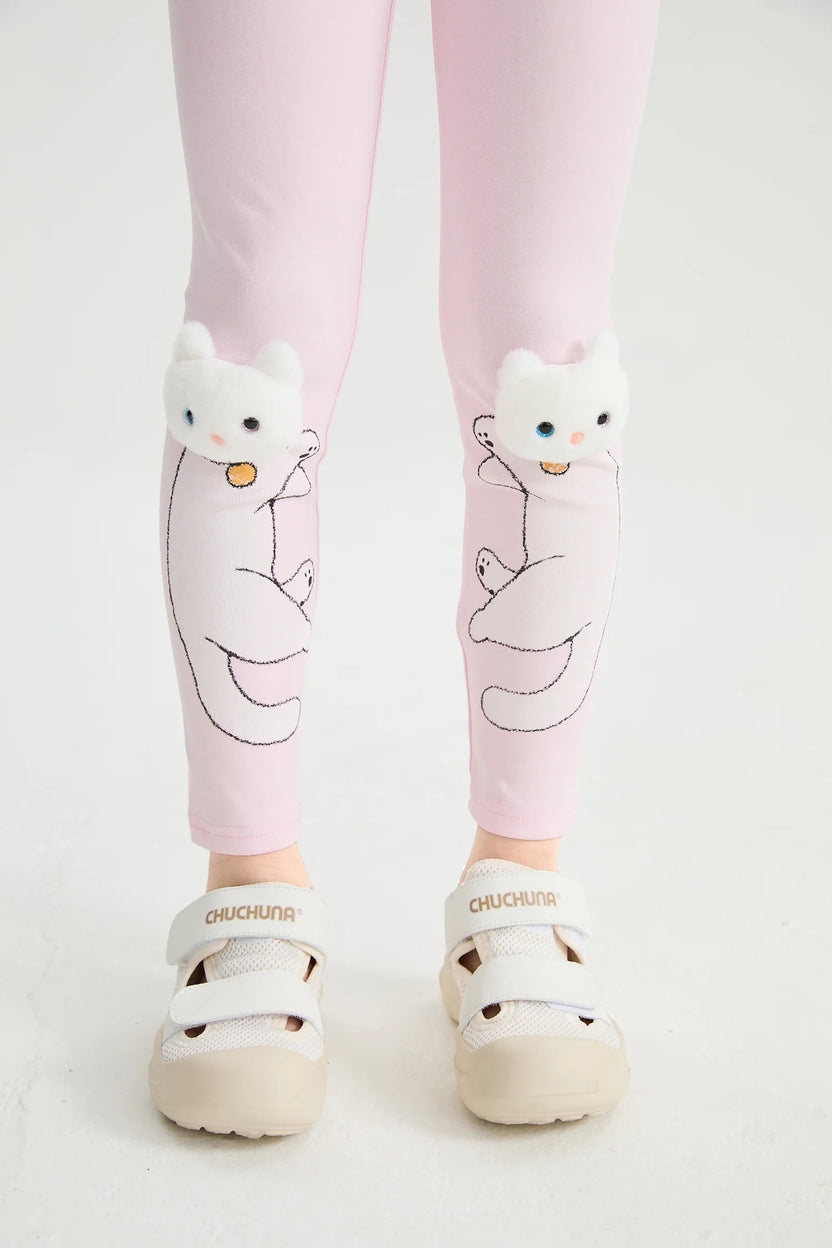 Kitty Warrior Appliqué Printed Leggings by Poco Blush, image 4