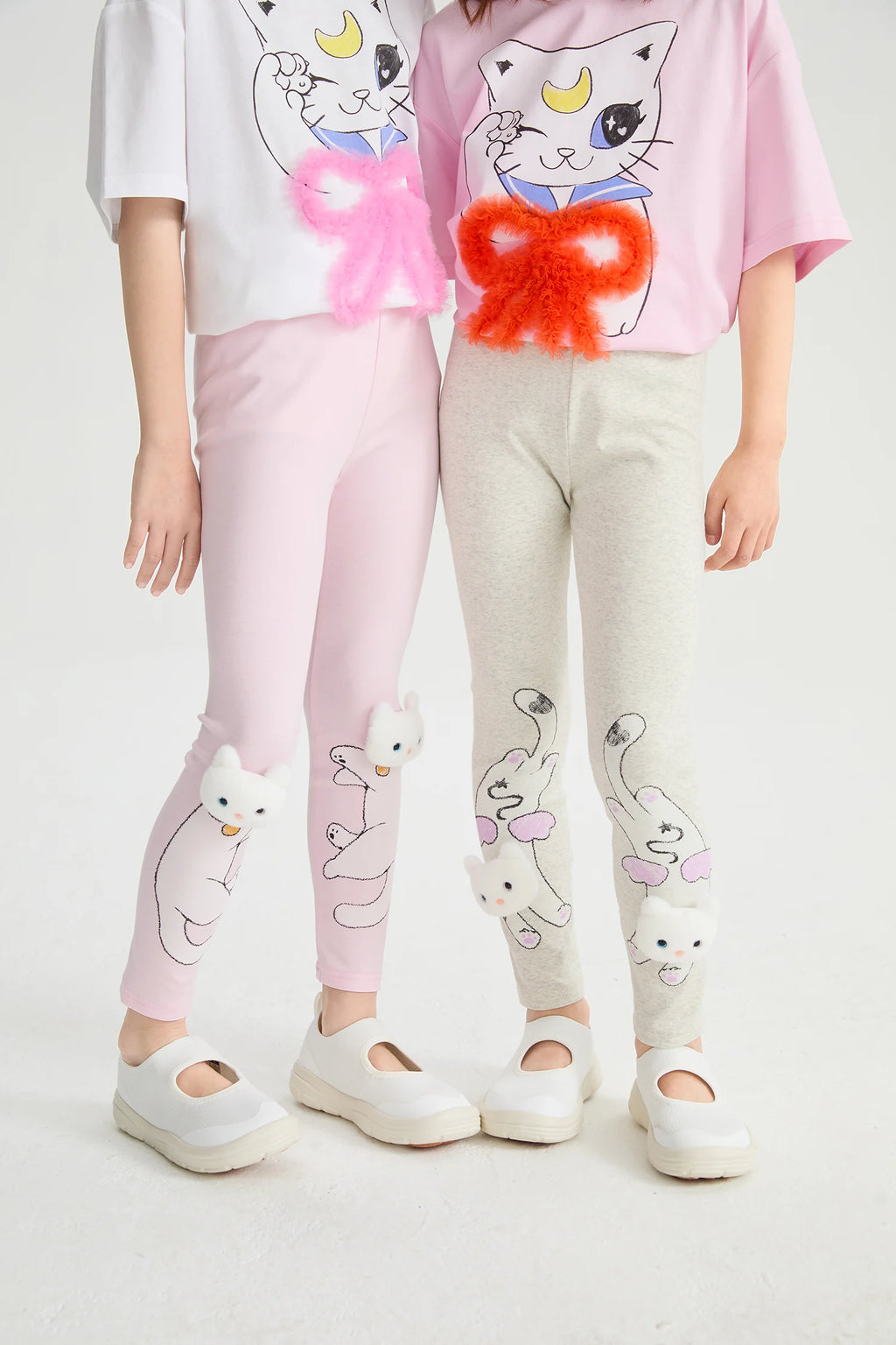 Poco Blush Kitty Warrior Appliqué Printed Leggings