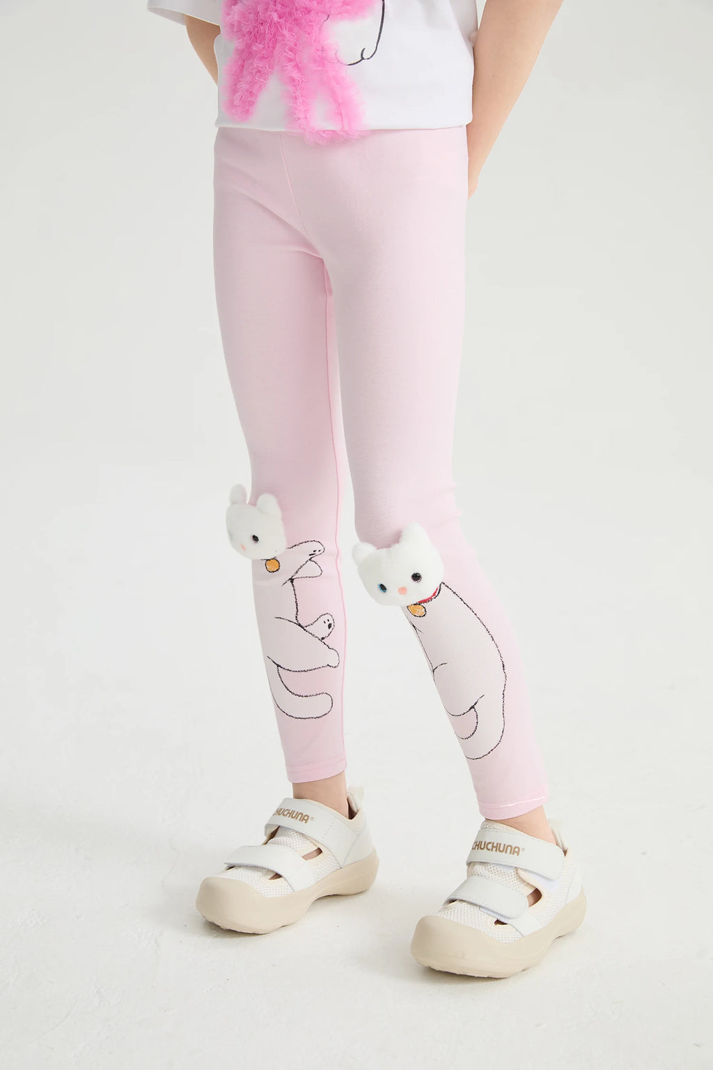 Kitty Warrior Appliqué Printed Leggings by Poco Blush, image 6